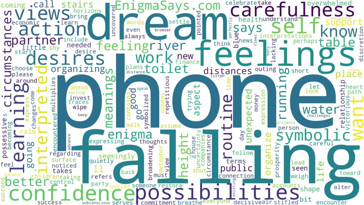 dreaming of phone falling and related dreams with their meanings in a word cloud