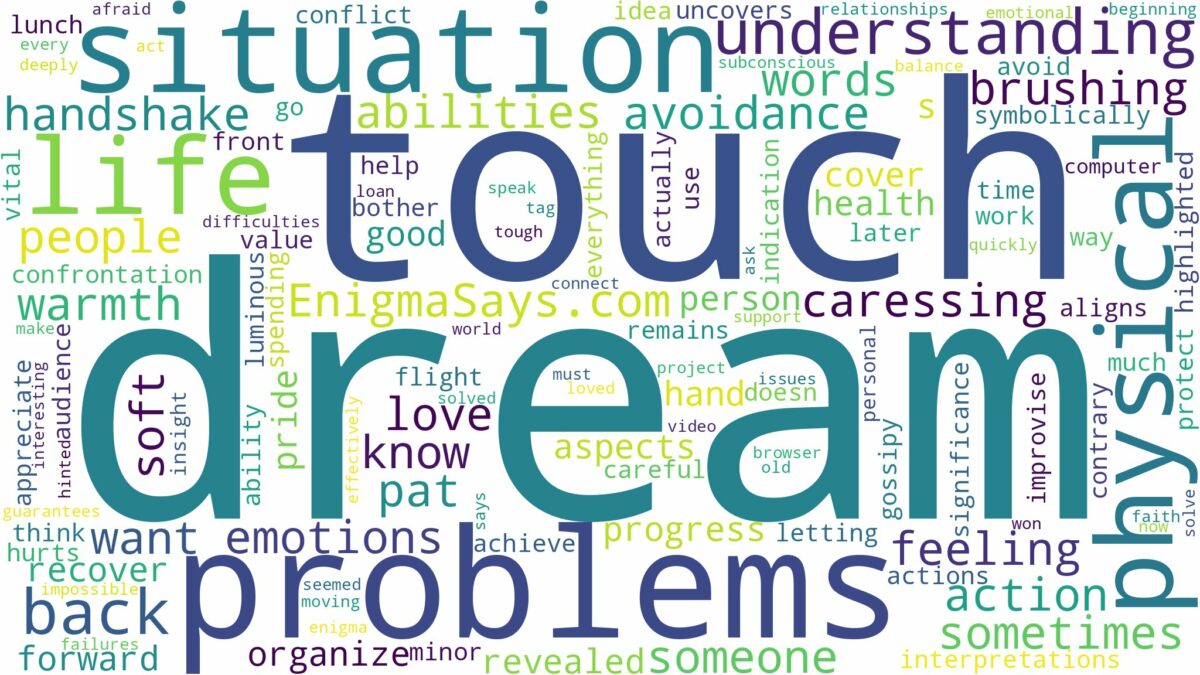 dream about physical touch and related dreams with their meanings in a word cloud