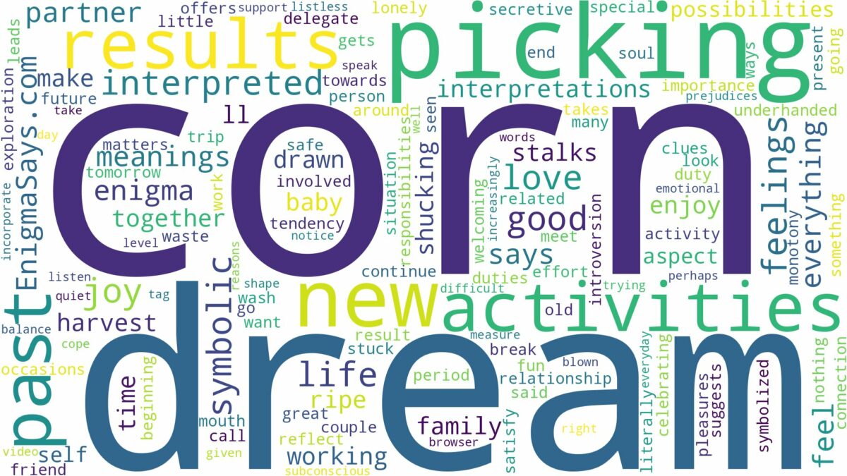 dream of picking corn and related dreams with their meanings in a word cloud