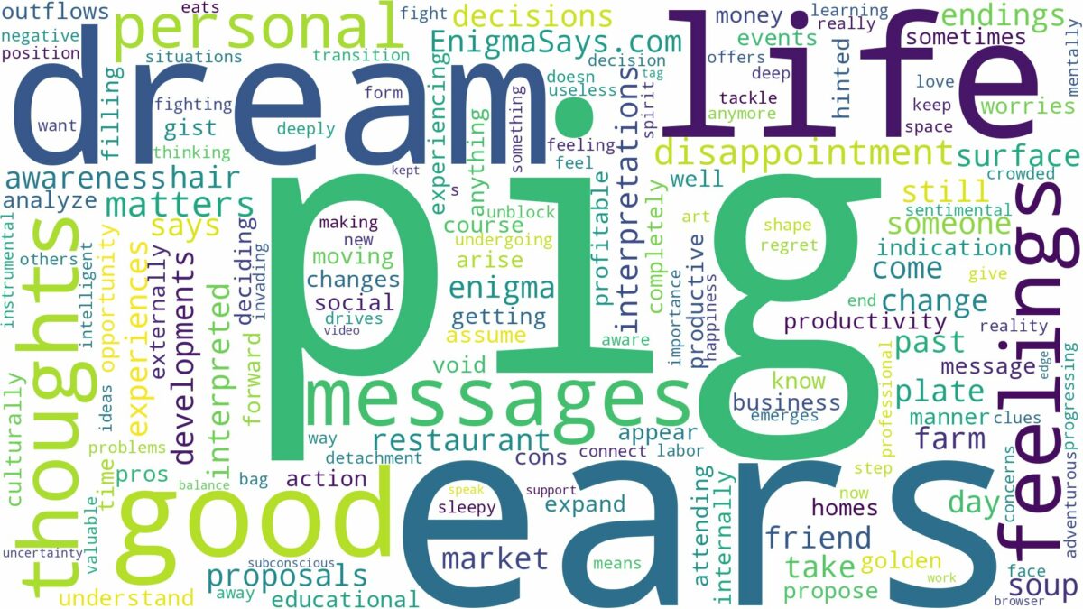 dream about pig ears and related dreams with their meanings in a word cloud