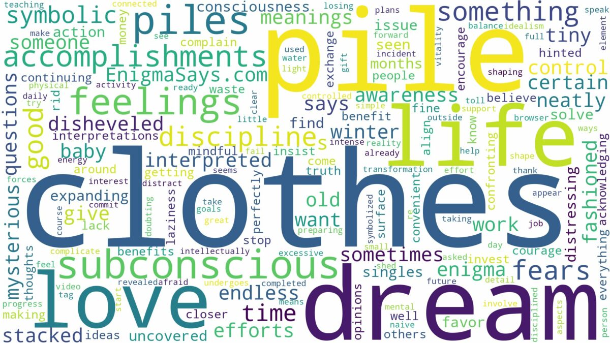 dream about pile of clothes and related dreams with their meanings in a word cloud