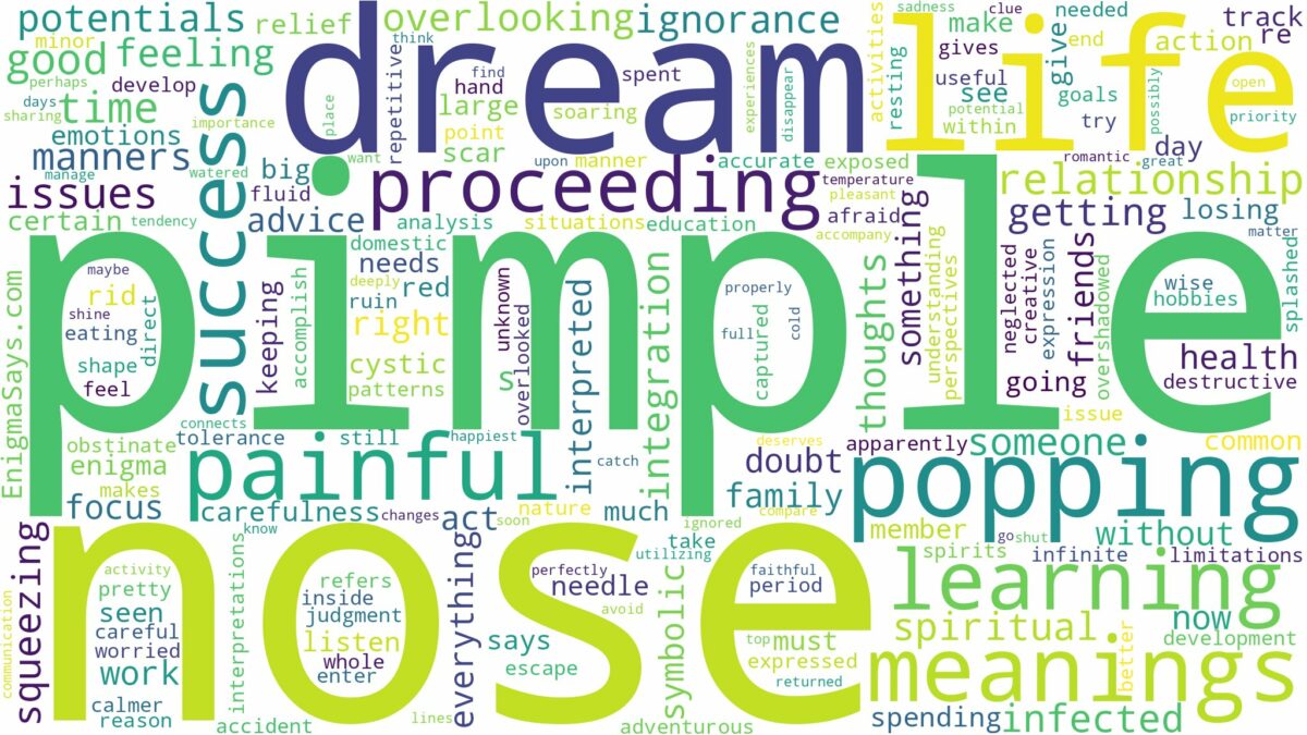 dream about pimple on nose and related dreams with their meanings in a word cloud