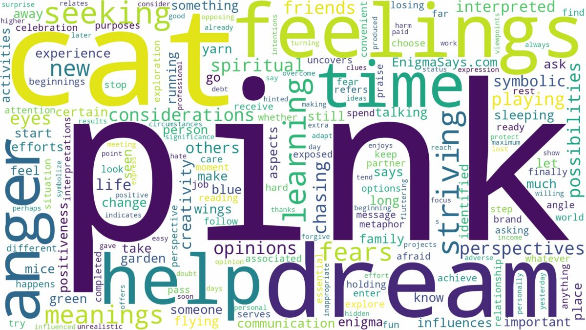 dream about pink cat and related dreams with their meanings in a word cloud