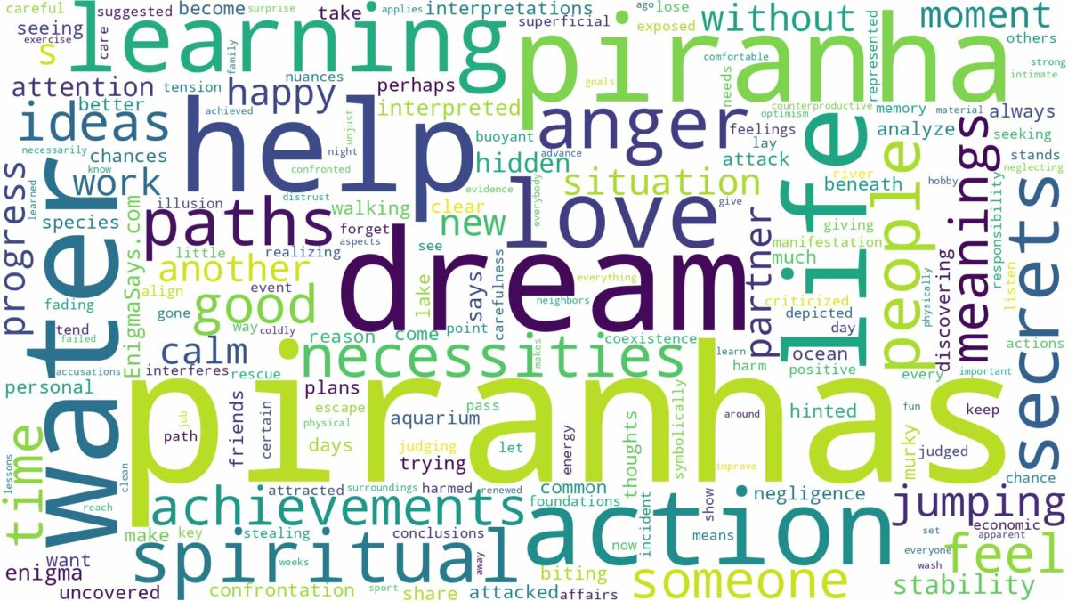 dreams about piranhas and related dreams with their meanings in a word cloud