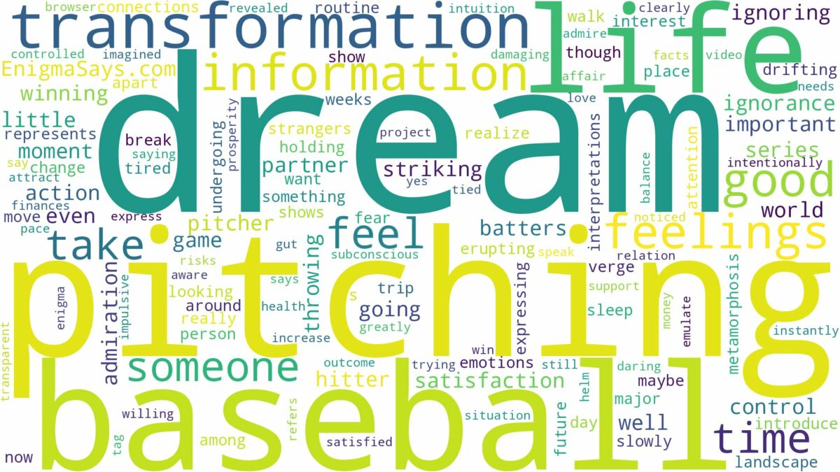 dream of pitching baseball and related dreams with their meanings in a word cloud