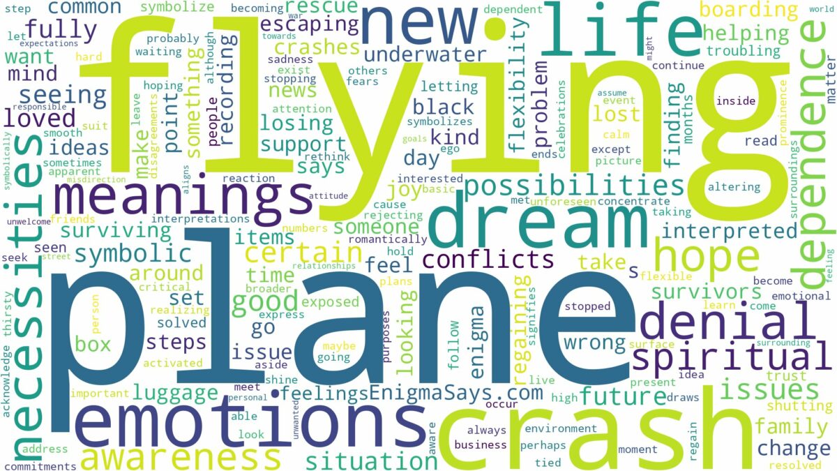 dreaming about plane crash before flying and related dreams with their meanings in a word cloud