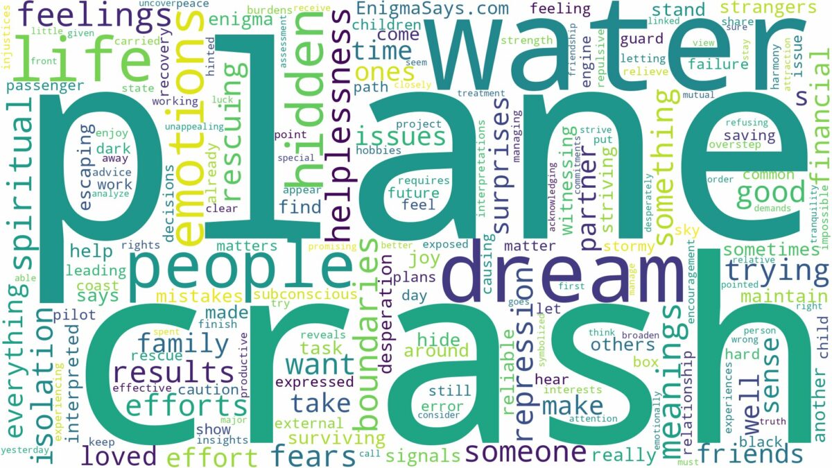 dream about plane crash in water and related dreams with their meanings in a word cloud