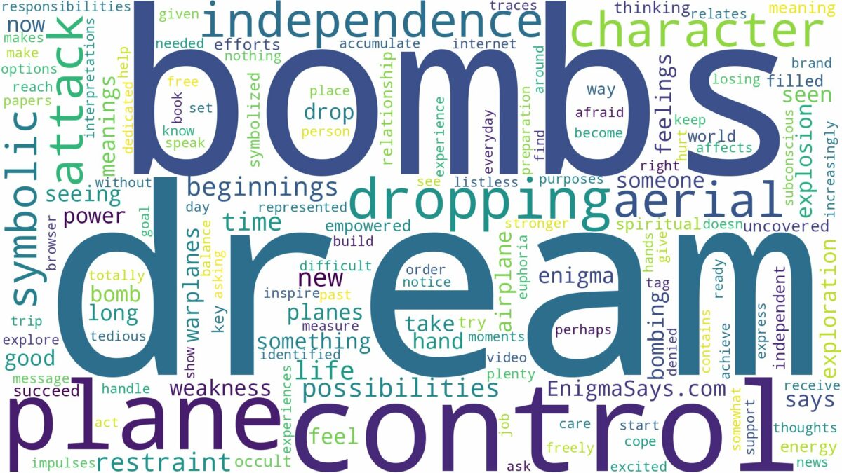 dreaming about plane dropping bombs and related dreams with their meanings in a word cloud