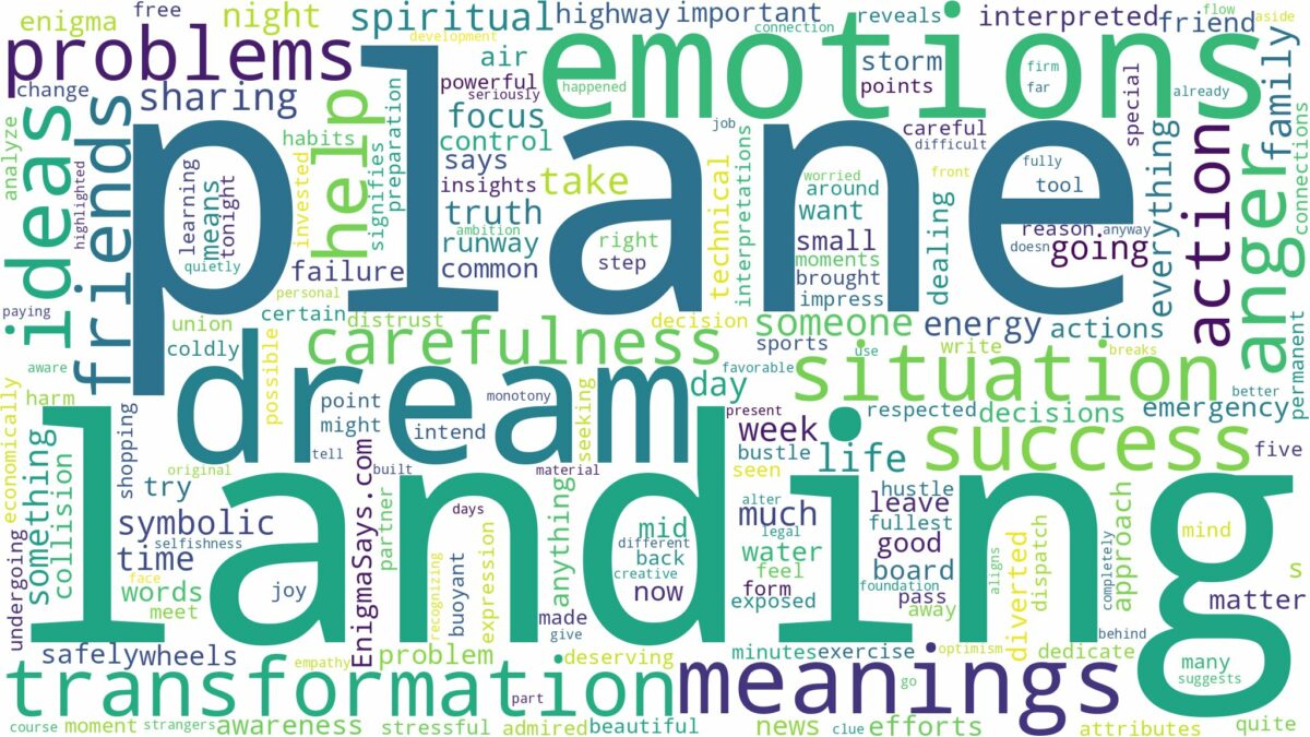 dreaming of plane landing and related dreams with their meanings in a word cloud