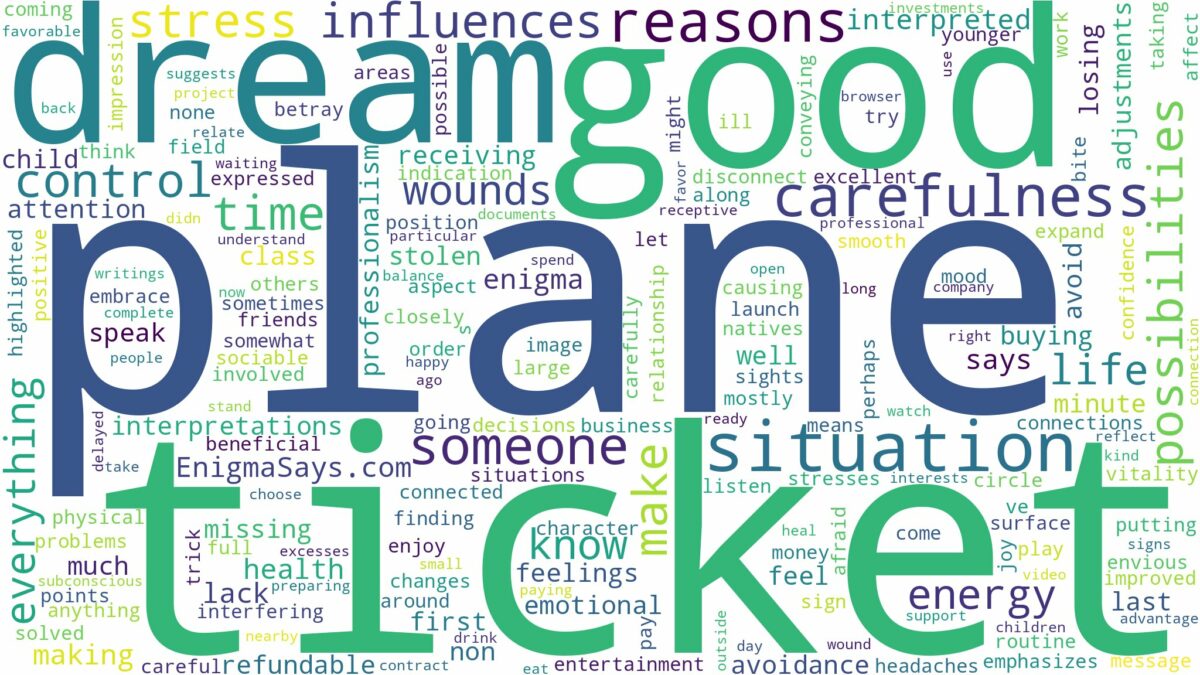 dream about plane ticket and related dreams with their meanings in a word cloud