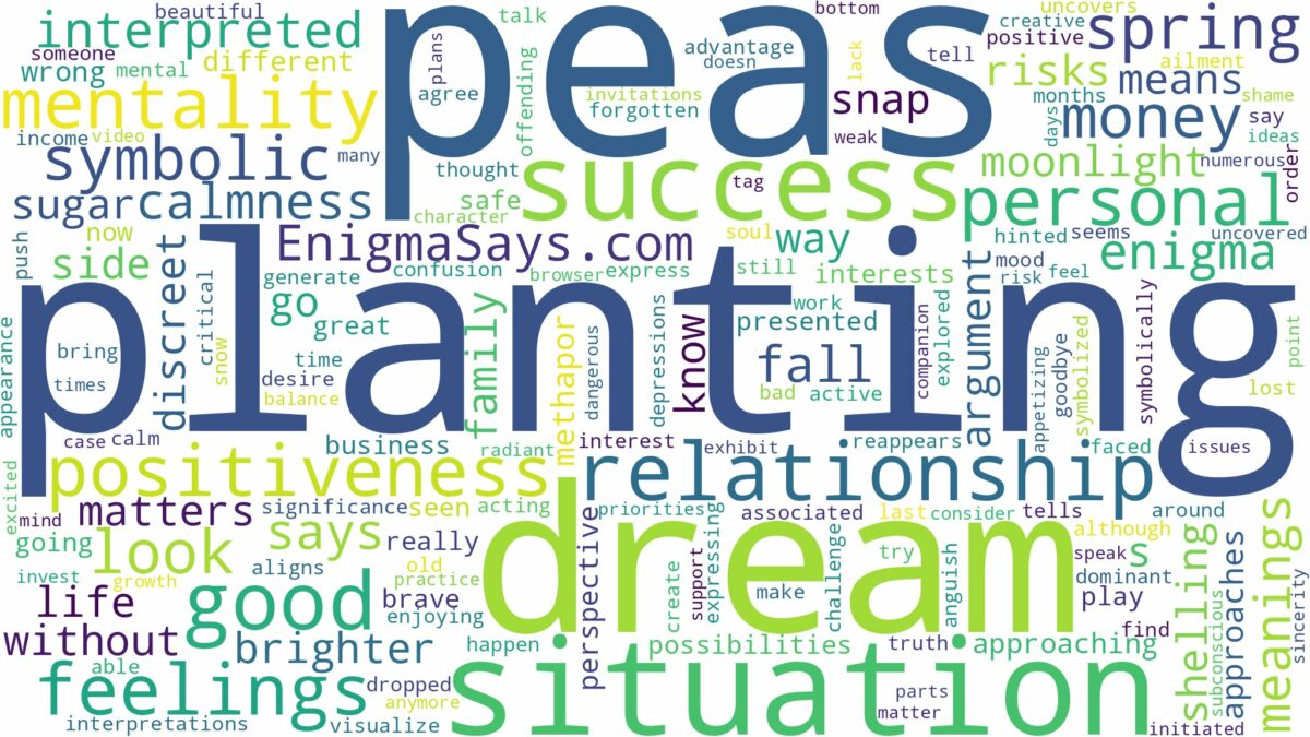 dream of planting peas and related dreams with their meanings in a word cloud