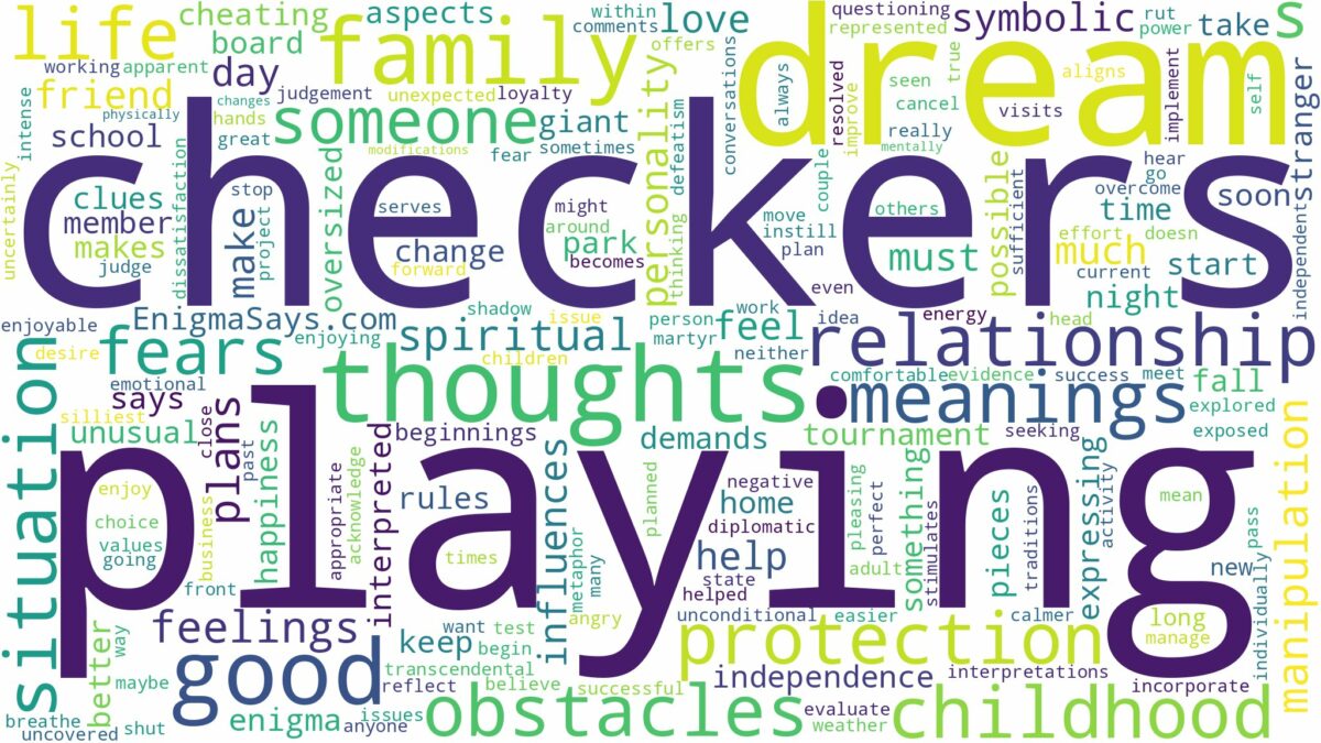 dream of playing checkers and related dreams with their meanings in a word cloud