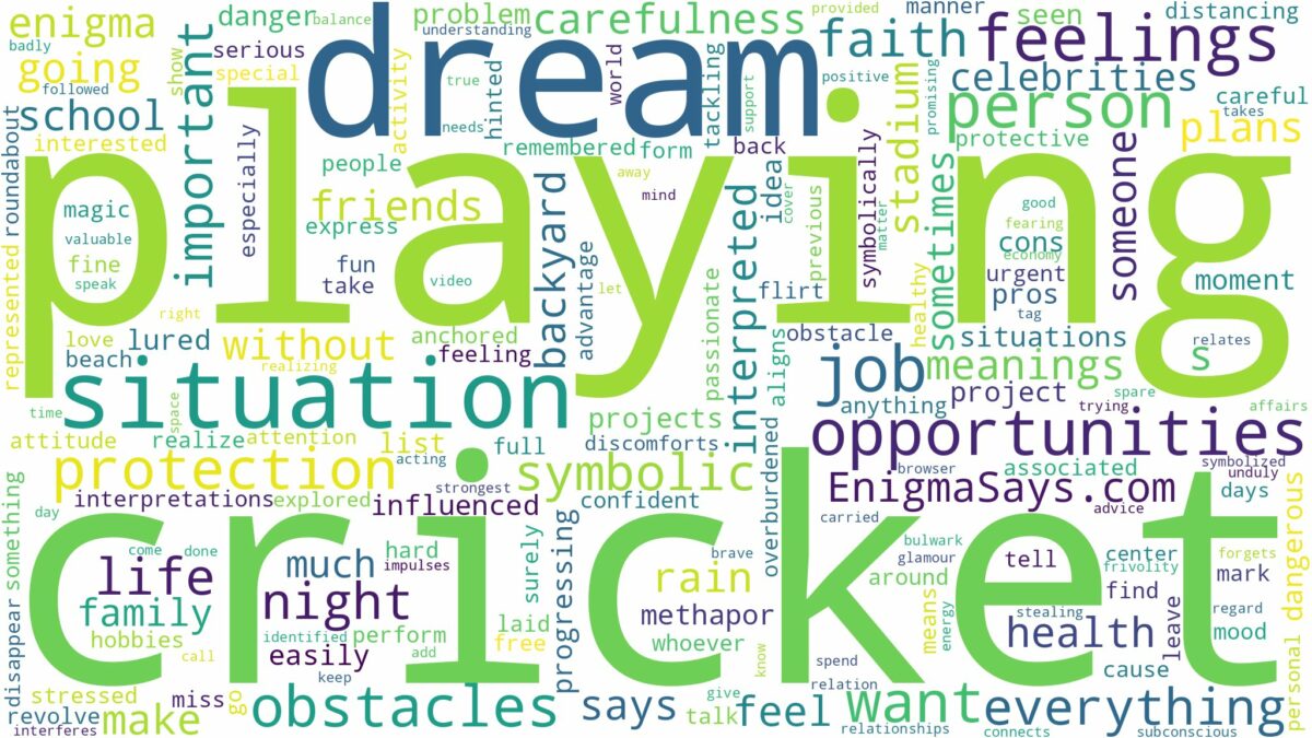 dream of playing cricket and related dreams with their meanings in a word cloud