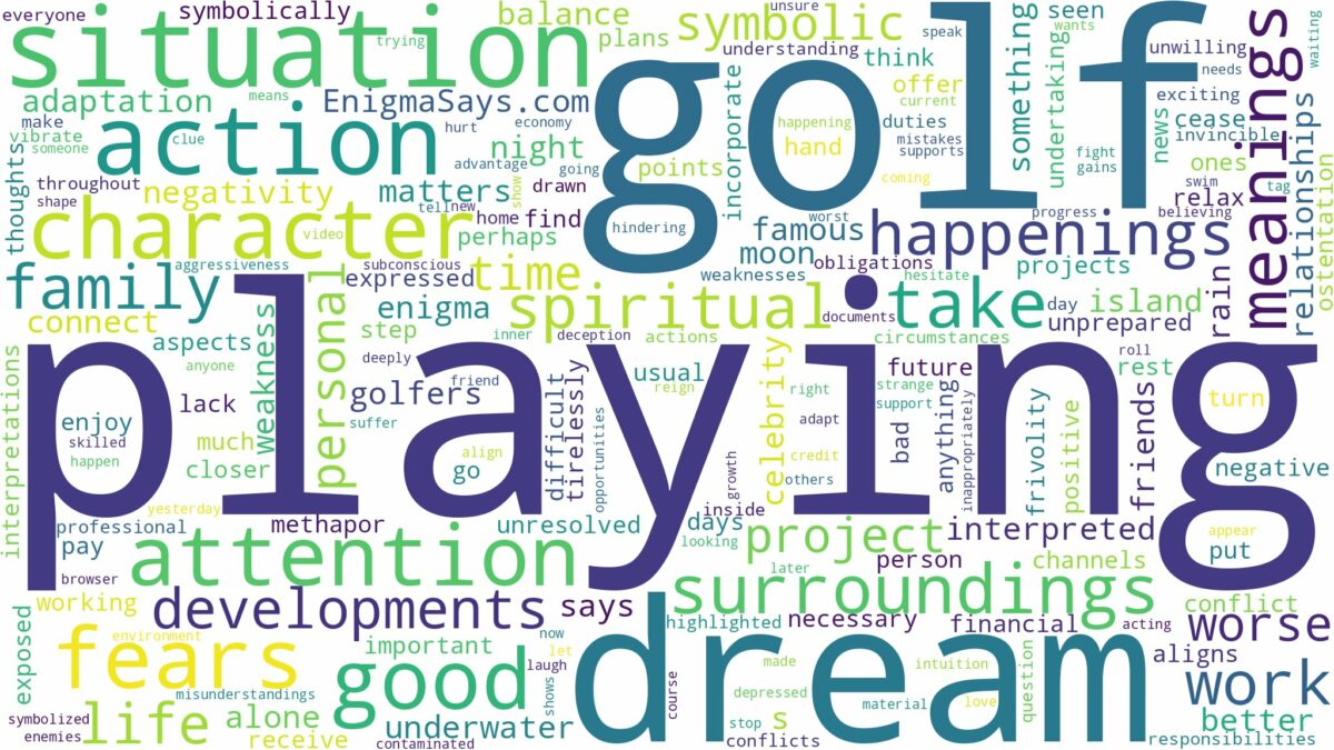 dream of playing golf and related dreams with their meanings in a word cloud