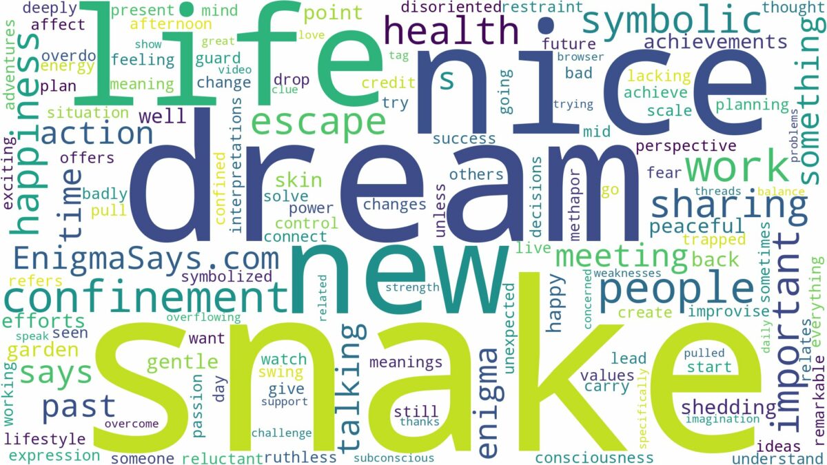 dream about a nice snake and related dreams with their meanings in a word cloud