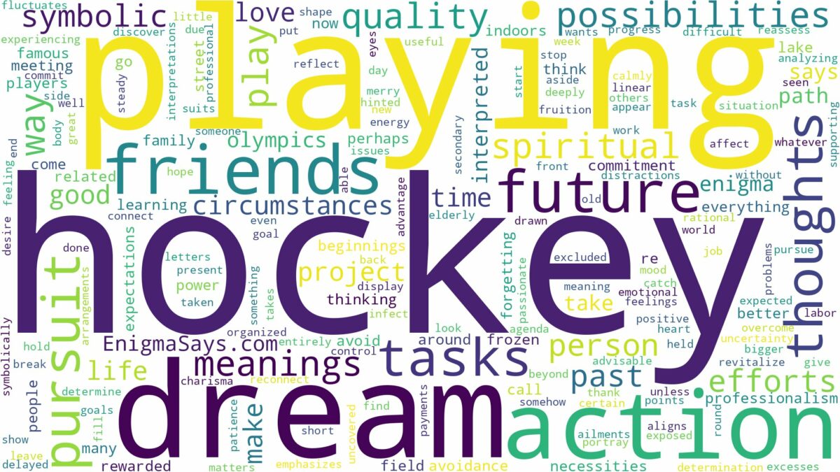 dream of playing hockey and related dreams with their meanings in a word cloud