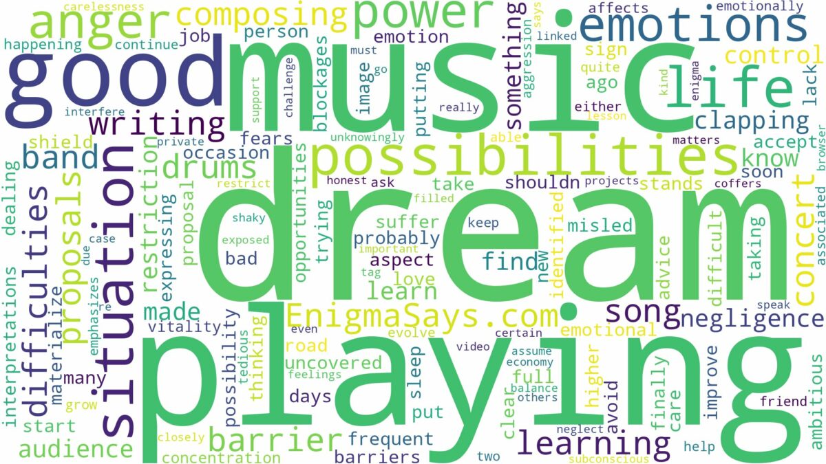 dream of playing music and related dreams with their meanings in a word cloud