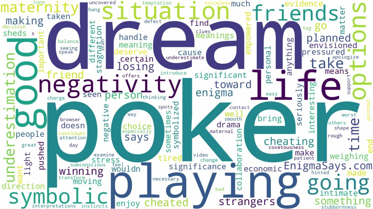 dream of playing poker and related dreams with their meanings in a word cloud