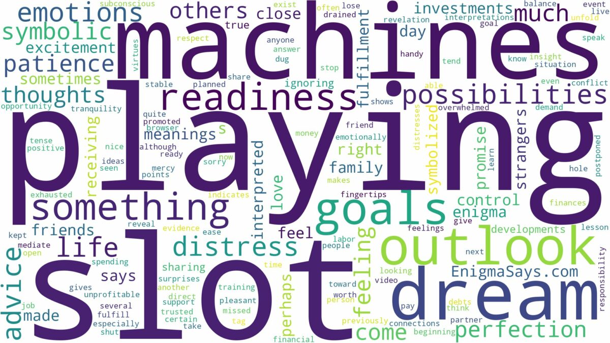 dreaming of playing slot machines and related dreams with their meanings in a word cloud