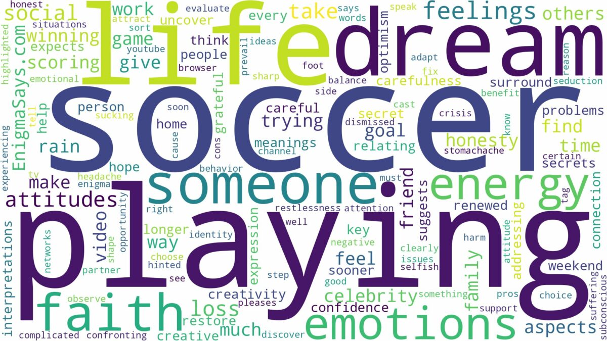 dreaming of playing soccer with someone and related dreams with their meanings in a word cloud