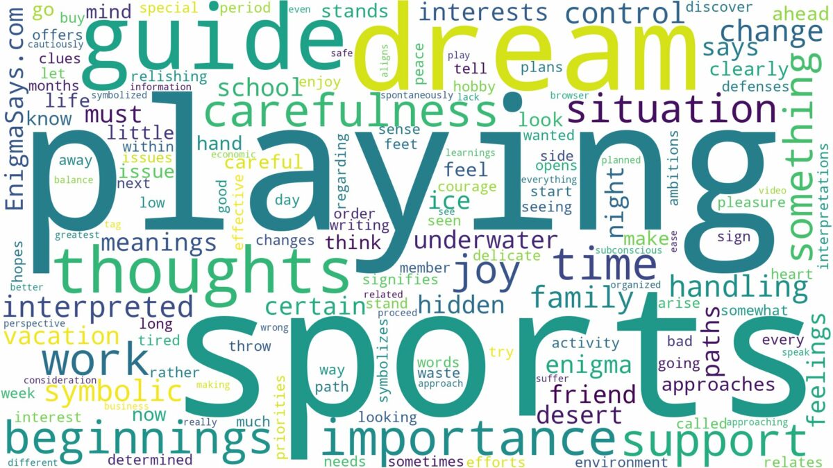 dream of playing sports and related dreams with their meanings in a word cloud