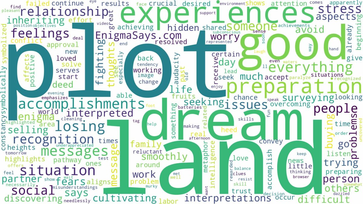 dream about plot of land and related dreams with their meanings in a word cloud