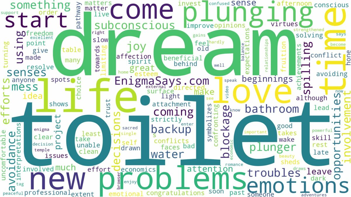 dream of plunging a toilet and related dreams with their meanings in a word cloud