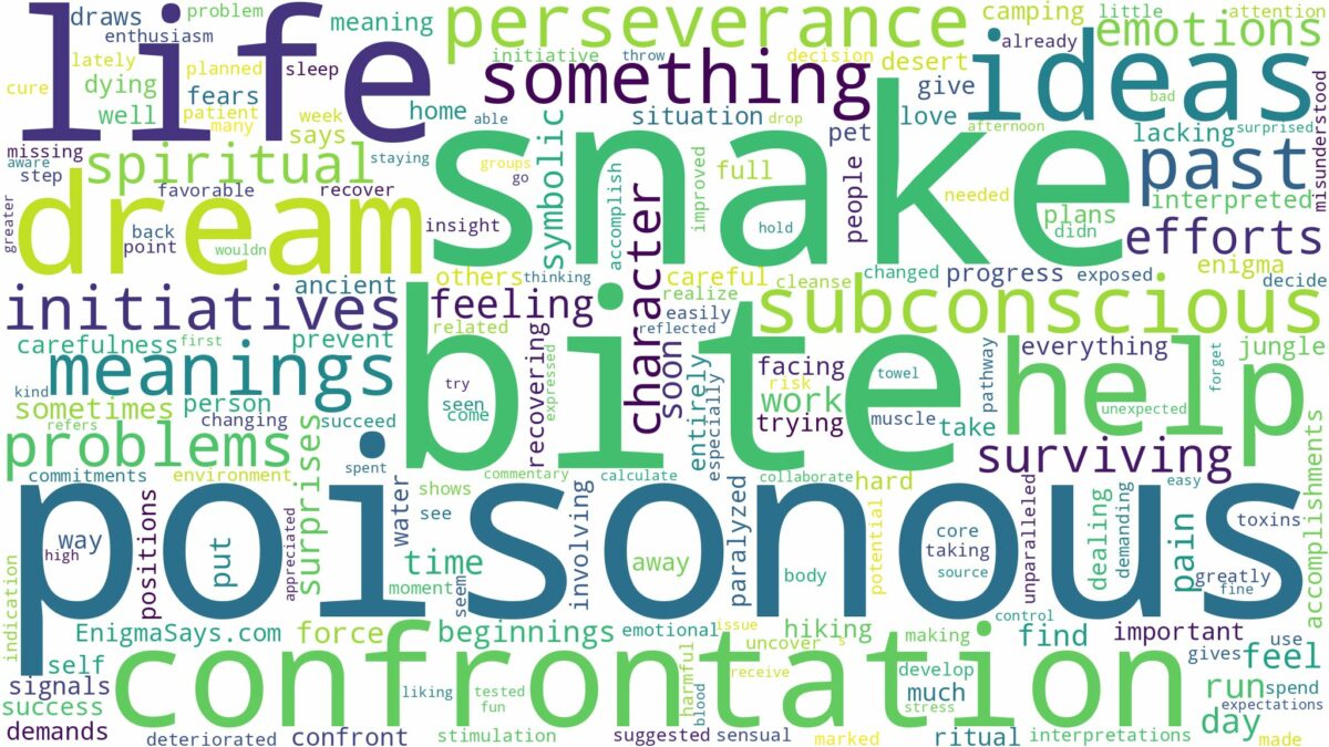 dreams about poisonous snake bite and related dreams with their meanings in a word cloud