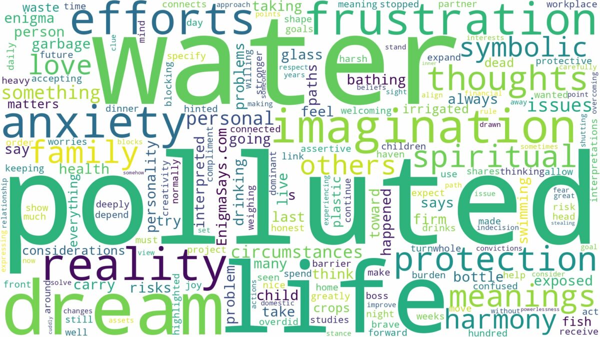 dream about polluted water and related dreams with their meanings in a word cloud