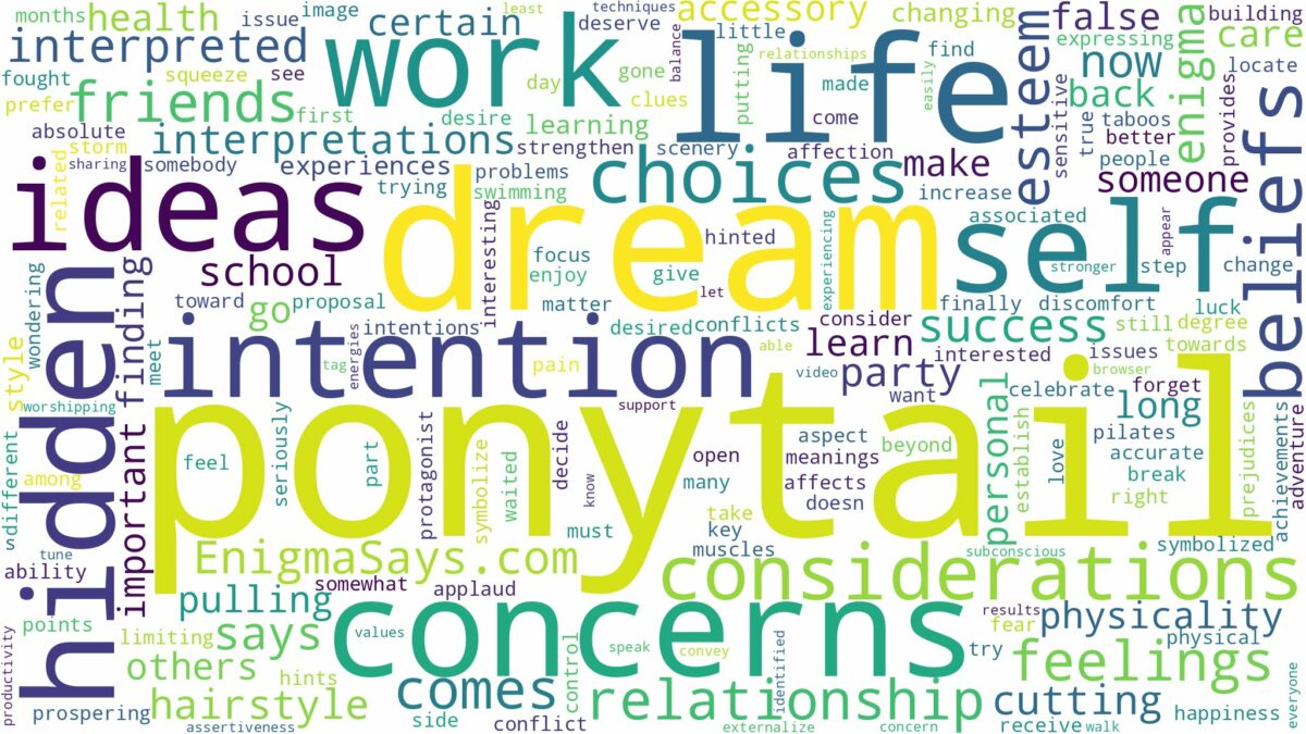 dream about ponytail and related dreams with their meanings in a word cloud