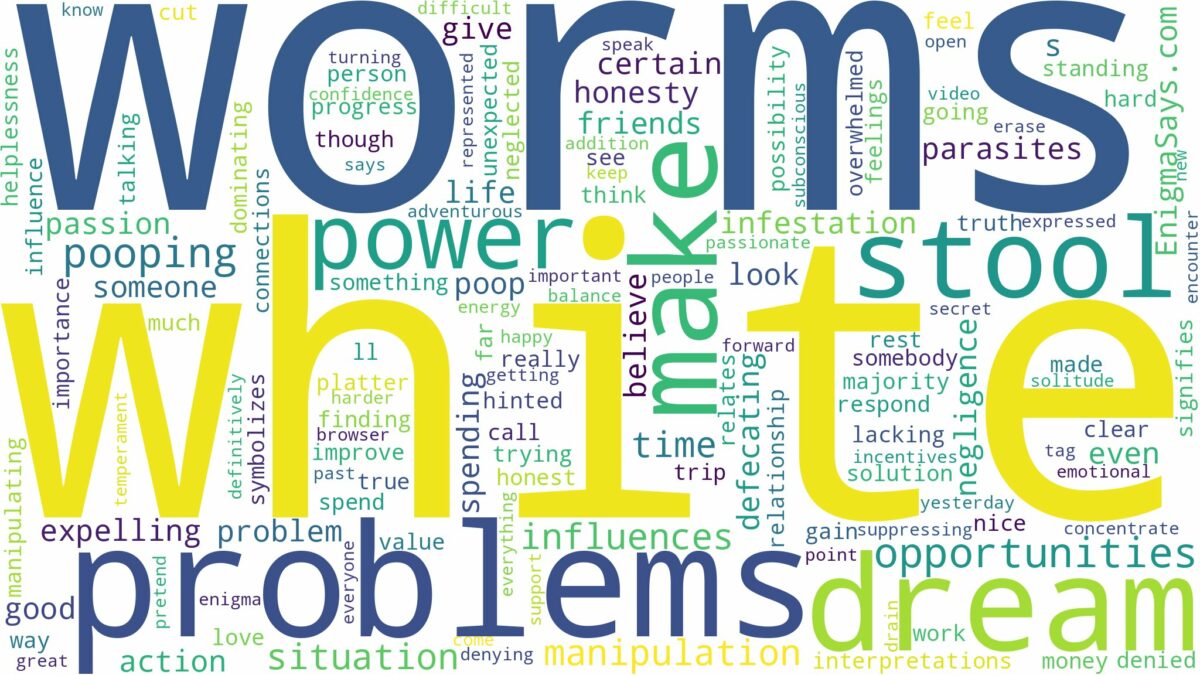 dreaming of pooping white worms and related dreams with their meanings in a word cloud