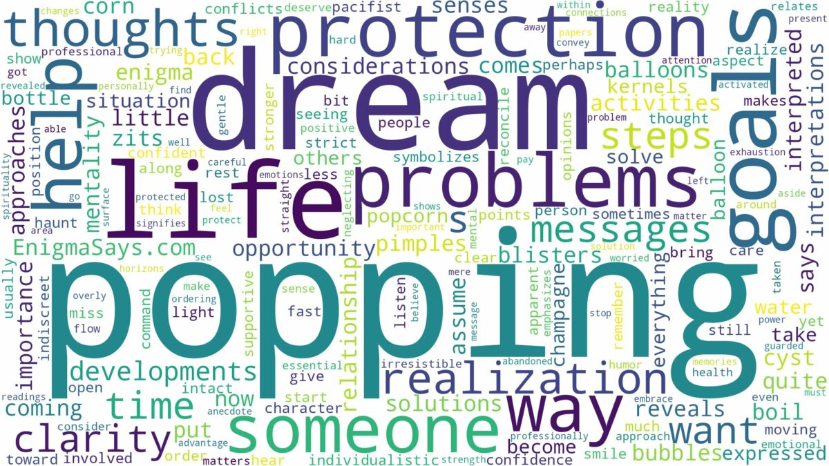 dream of popping and related dreams with their meanings in a word cloud