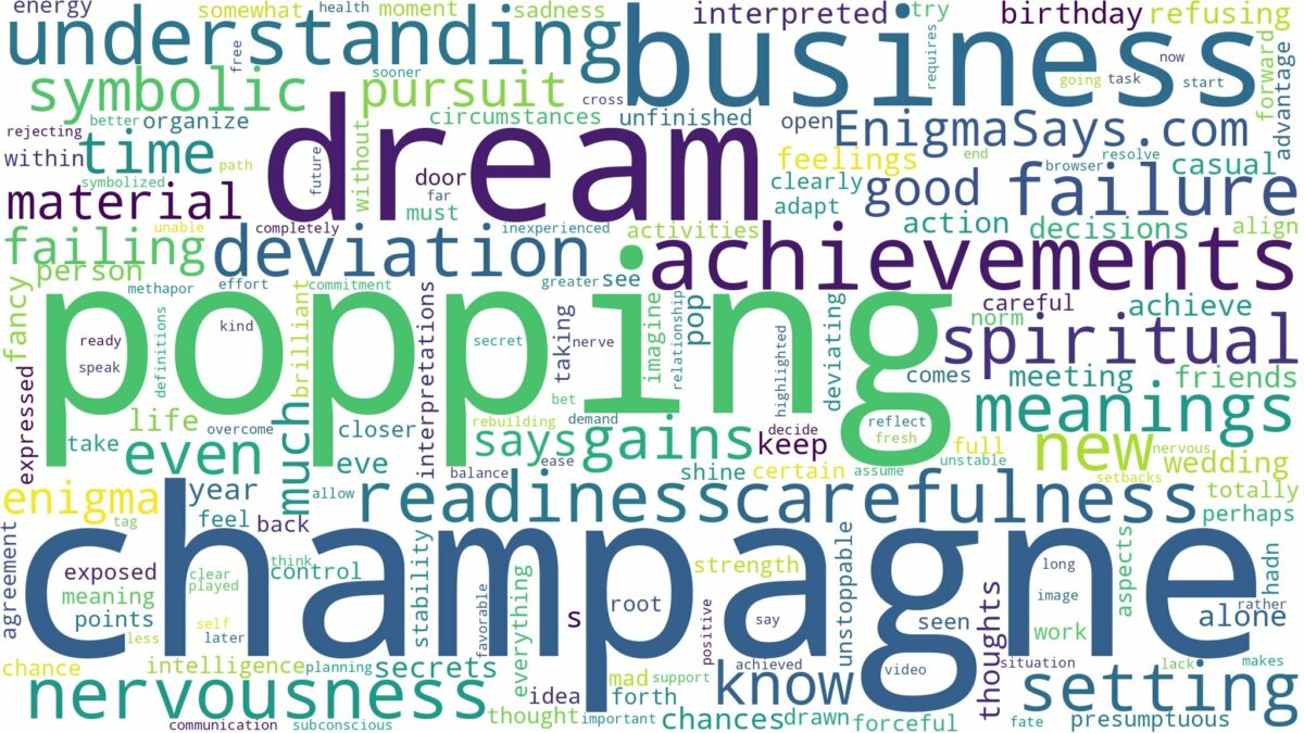 dream of popping champagne and related dreams with their meanings in a word cloud