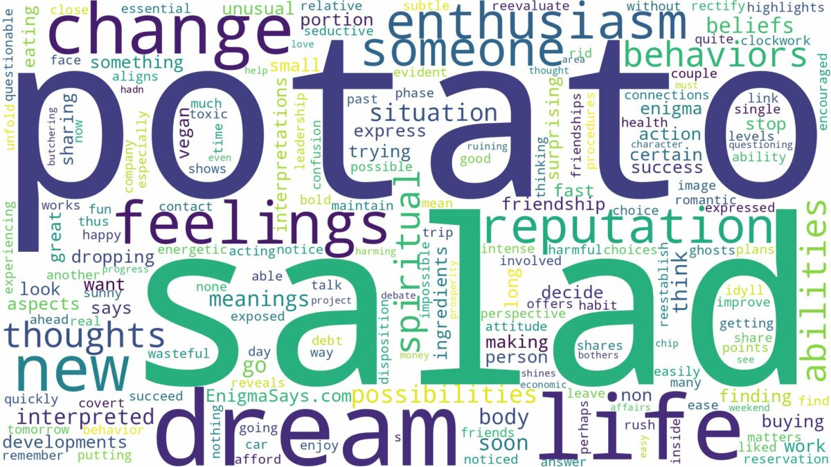 dream about potato salad and related dreams with their meanings in a word cloud