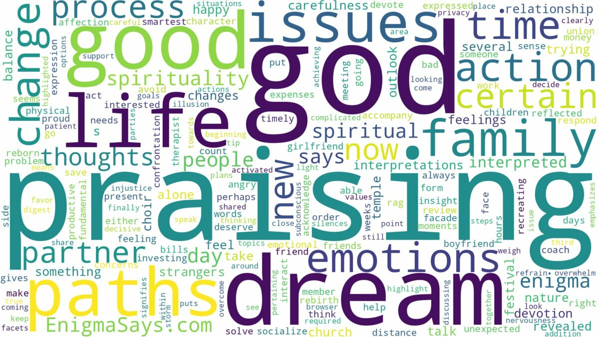 dream of praising god and related dreams with their meanings in a word cloud