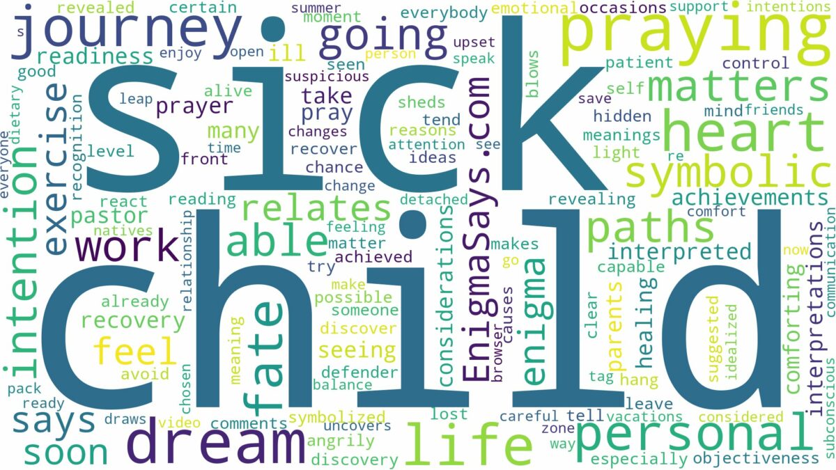 dreaming of praying for a sick child and related dreams with their meanings in a word cloud