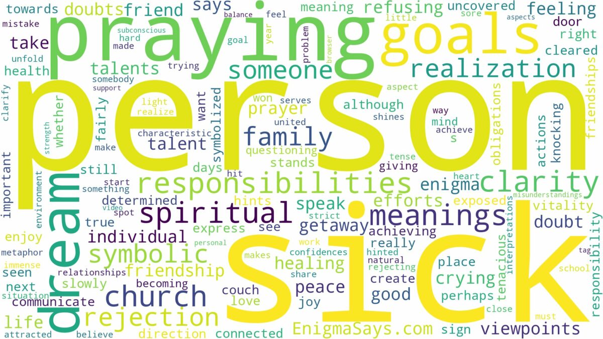 dreaming of praying for sick person and related dreams with their meanings in a word cloud