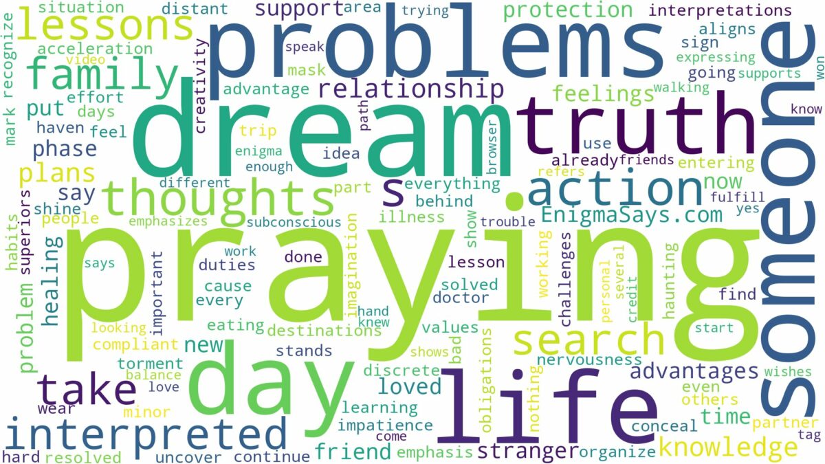 dream of praying for someone and related dreams with their meanings in a word cloud