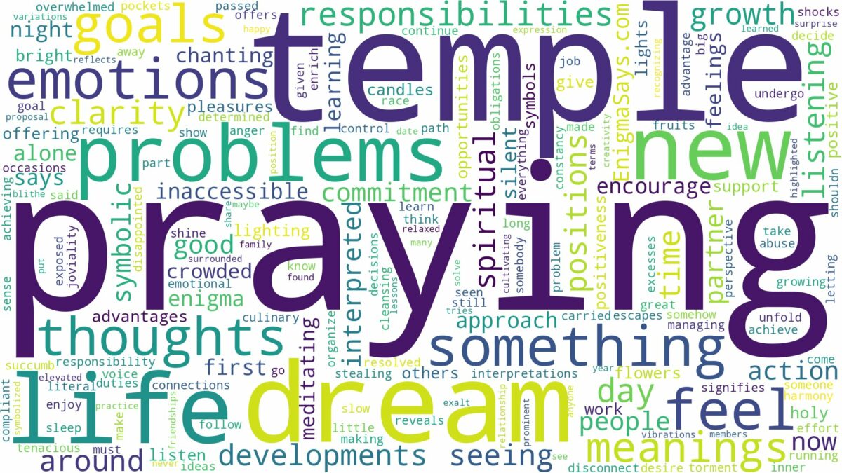 dream of praying in temple and related dreams with their meanings in a word cloud