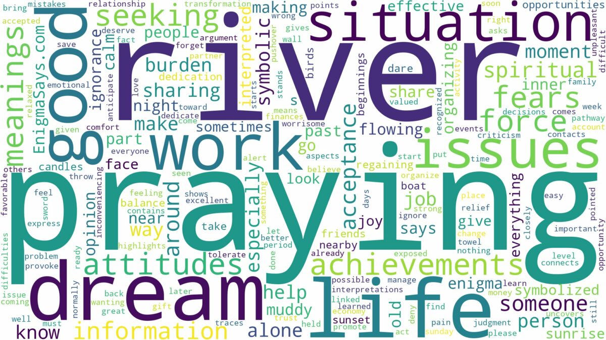 dream of praying in the river and related dreams with their meanings in a word cloud