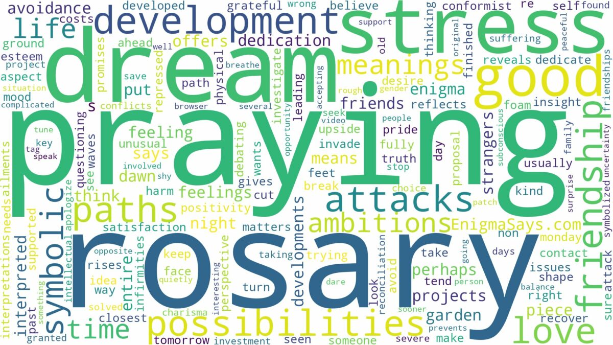 dream of praying rosary and related dreams with their meanings in a word cloud