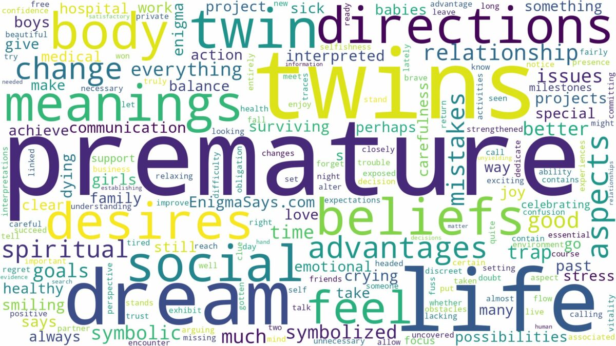 dream about premature twins and related dreams with their meanings in a word cloud