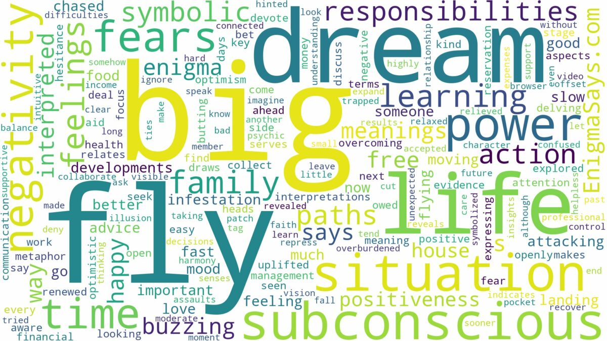 dream about a big fly and related dreams with their meanings in a word cloud