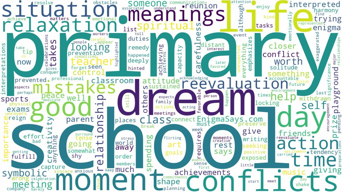 dream about primary school and related dreams with their meanings in a word cloud