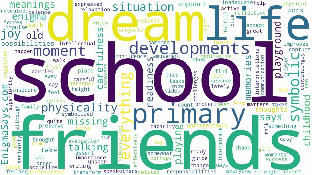 dream about primary school friends and related dreams with their meanings in a word cloud