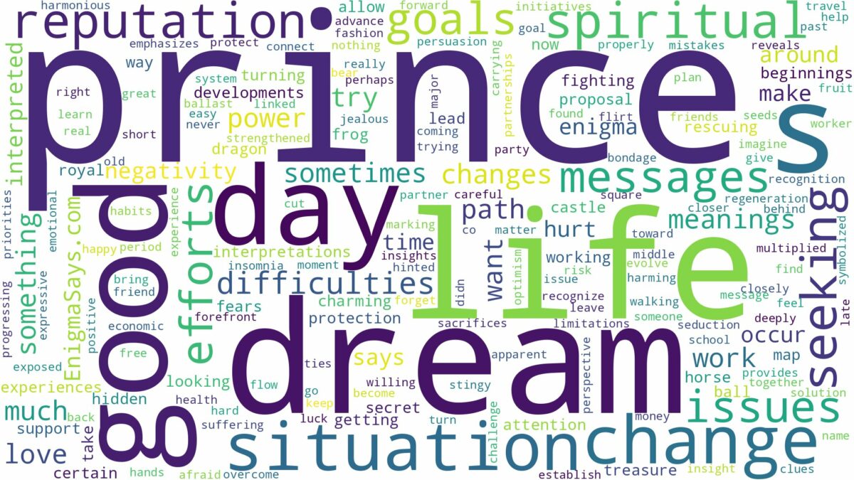 dream about prince and related dreams with their meanings in a word cloud