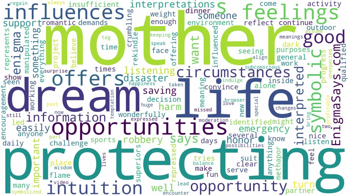 dream of protecting your mother and related dreams with their meanings in a word cloud