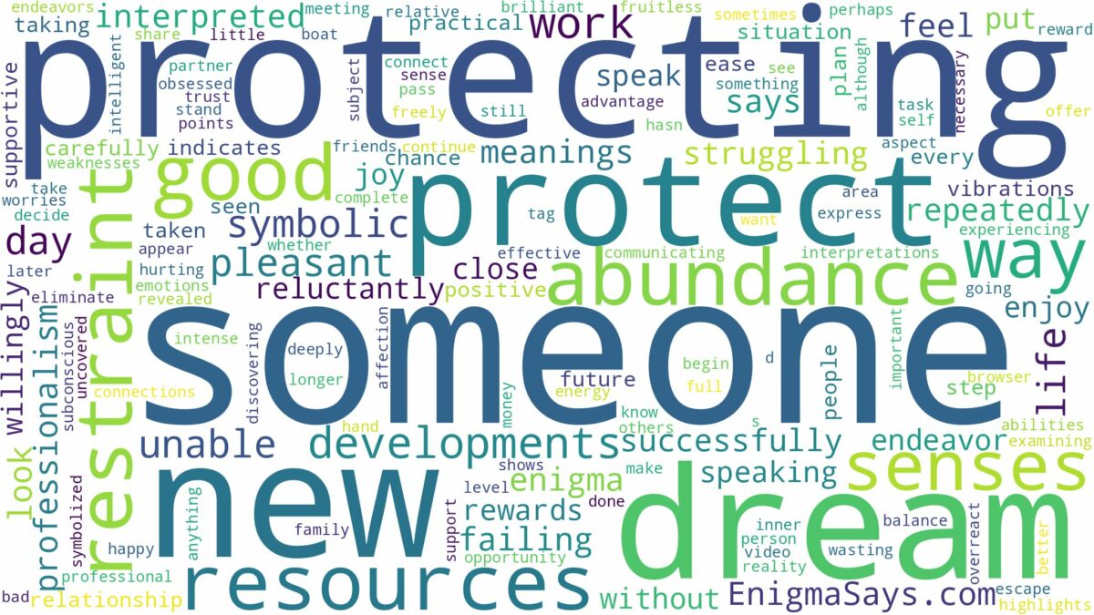 dream of protecting someone and related dreams with their meanings in a word cloud