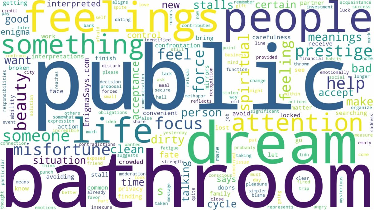 dream about public bathroom and related dreams with their meanings in a word cloud