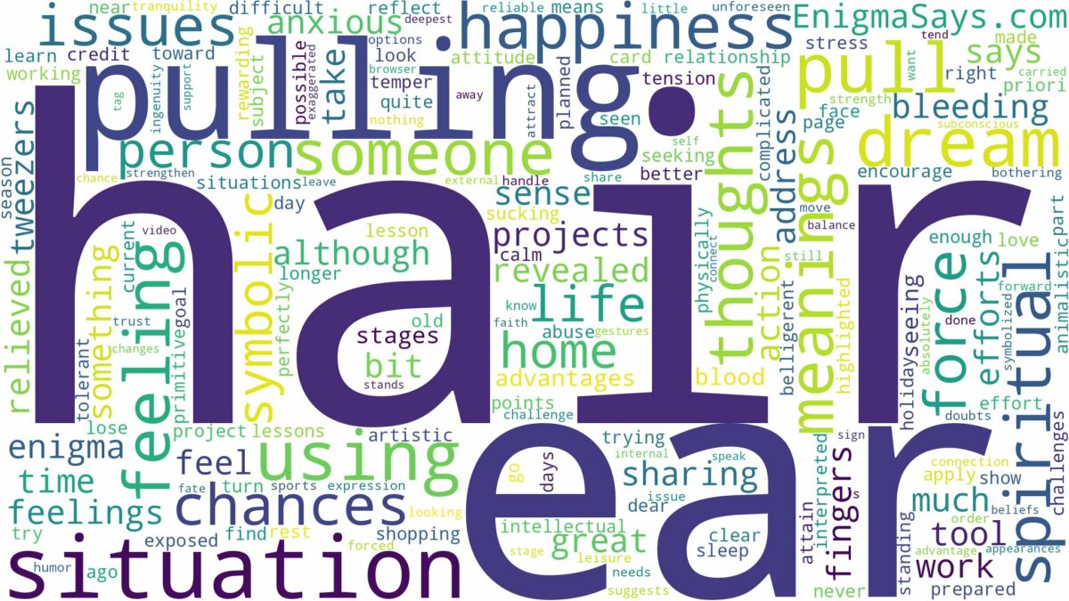 dreaming of pulling hair out of ear and related dreams with their meanings in a word cloud